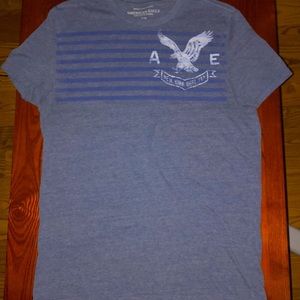 American Eagle Steel Blue Stripes Graphic AE Size Medium